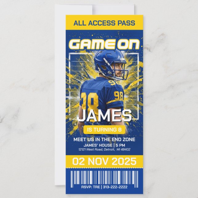 Invitation d'anniversaire de billet de football ja (Devant)