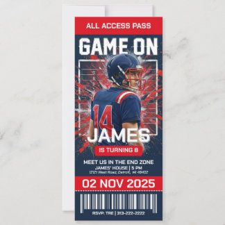Invitation d'anniversaire de billet de football mo