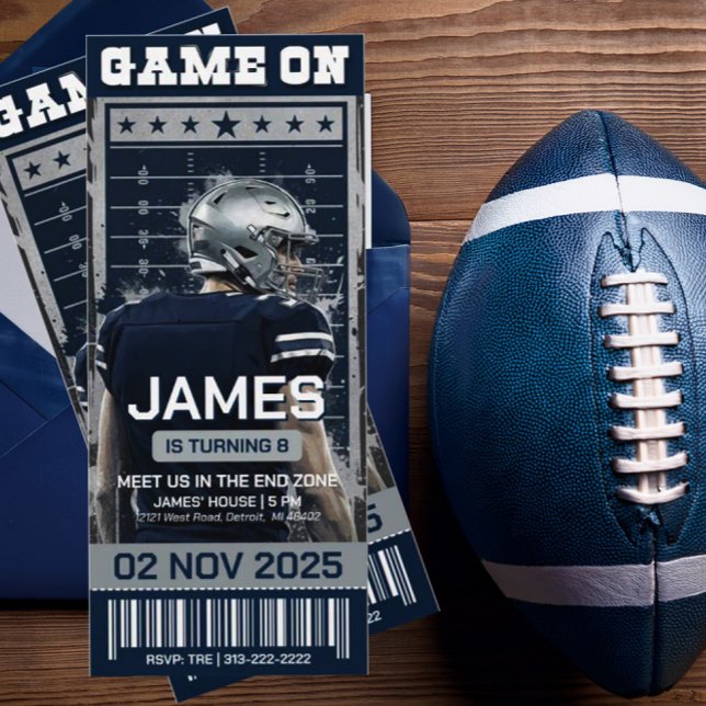 Invitation d'anniversaire de billet de football mo (Créateur téléchargé)