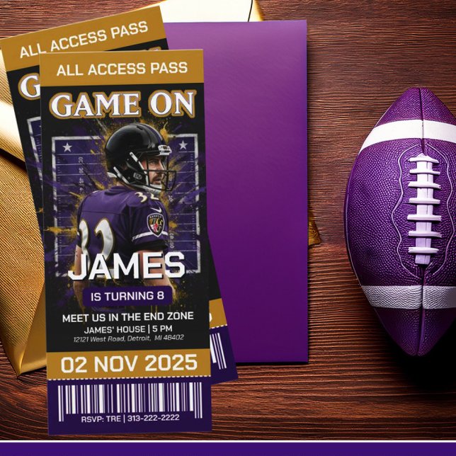 Invitation d'anniversaire de billet de football mo (Créateur téléchargé)