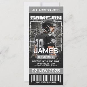 Invitation d'anniversaire de billet de football mo