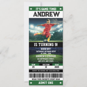Invitation d'anniversaire de billet de football pe