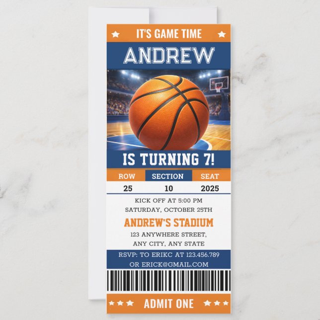 Invitation d'anniversaire de billet de match de ba (Devant)
