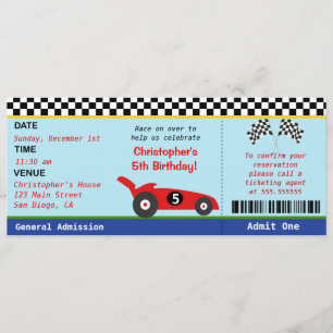Invitation d'anniversaire de billet de voiture de