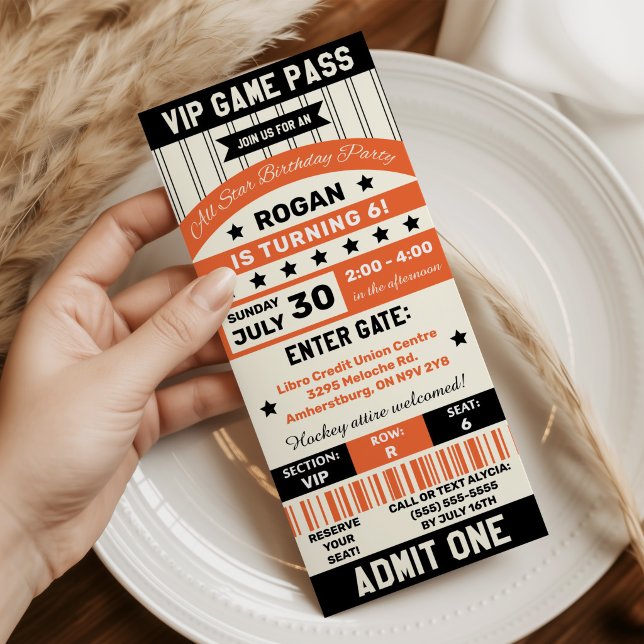 Invitation d'anniversaire de billet d'équipe sport (Créateur téléchargé)