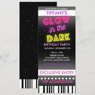 Invitation d'anniversaire de billet   Lumineux dan