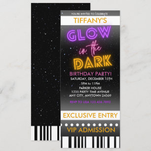 Invitation d'anniversaire de billet   Lumineux dan