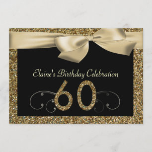 Invitation d'anniversaire de Black Gold Bow 60th W