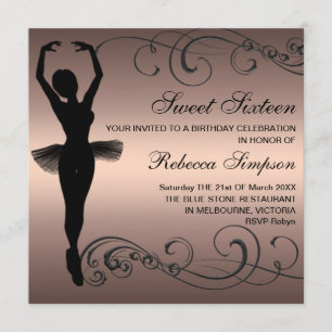Invitation d'anniversaire de Black & Peach Balleri