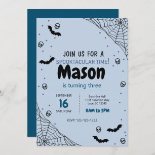 Invitation d'anniversaire de Blue Spider Web Hallo