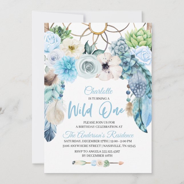 Invitation d'anniversaire de Boho Wild One Dreamca (Devant)
