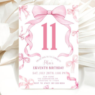 Invitation d'anniversaire de Bow rose, Filles 11e