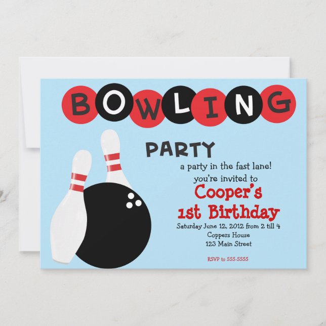 Invitation d'anniversaire de bowling (Devant)