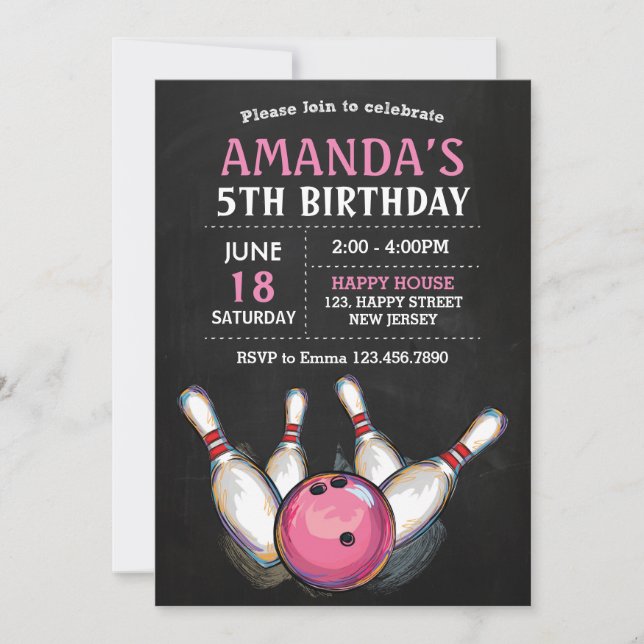 Invitation d'anniversaire de Bowling (Devant)