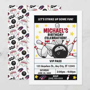 Invitation d'anniversaire de bowling