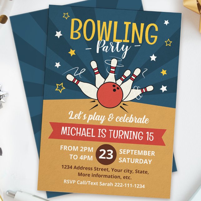 Invitation d'anniversaire de bowling (Créateur téléchargé)