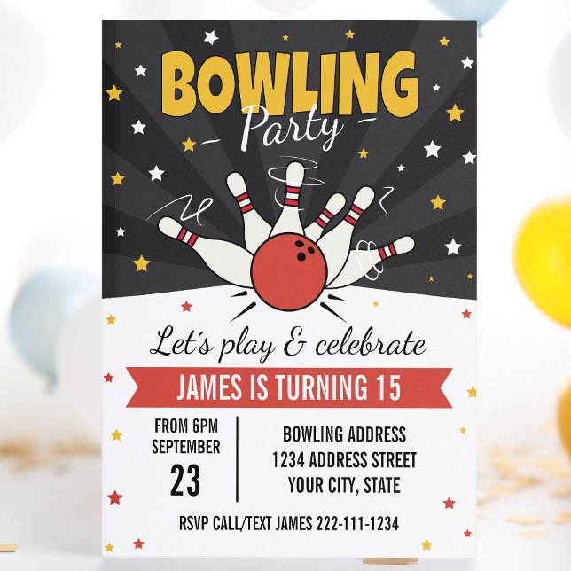 Invitation d'anniversaire de bowling (Créateur téléchargé)