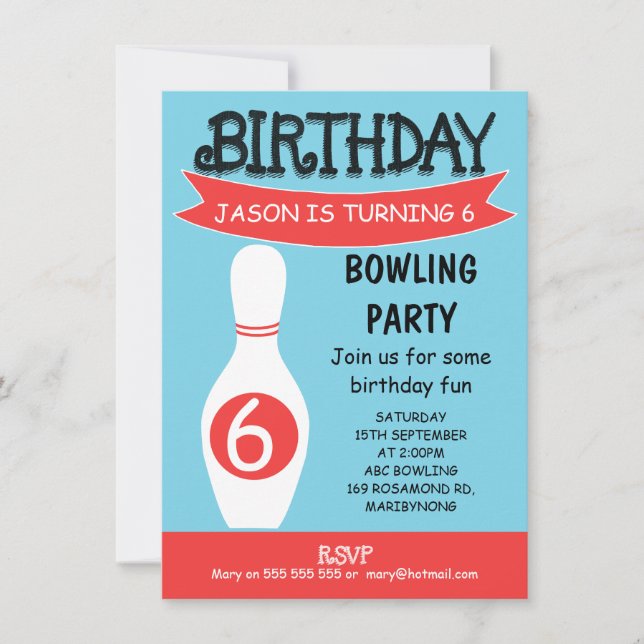 Invitation d'anniversaire de bowling (Devant)