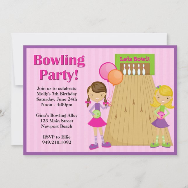 Invitation d'anniversaire de Bowling Party (Devant)