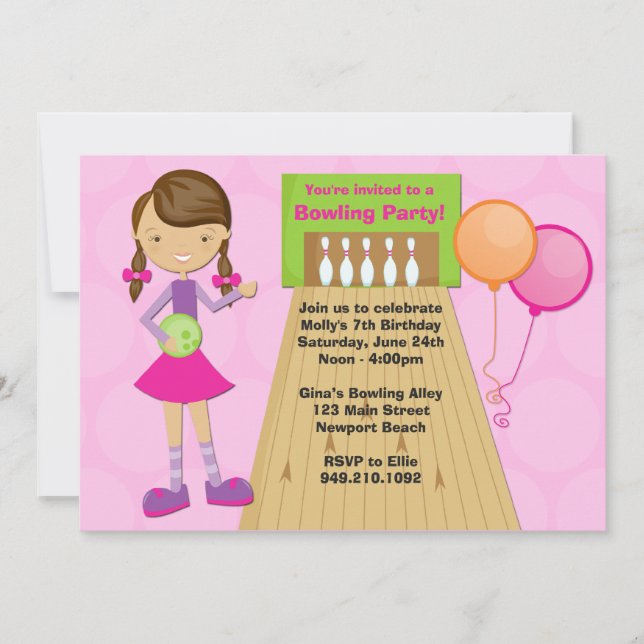 Invitation d'anniversaire de Bowling Party (Devant)