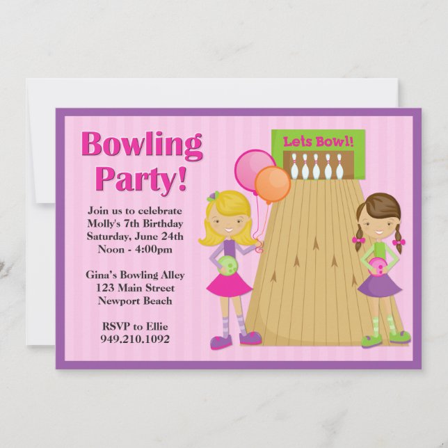 Invitation d'anniversaire de Bowling Party (Devant)