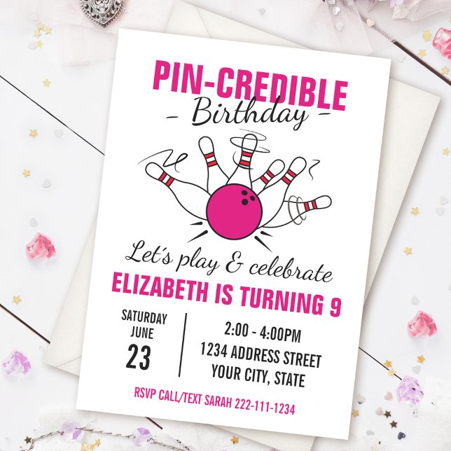 Invitation d'anniversaire de bowling pour filles (Créateur téléchargé)