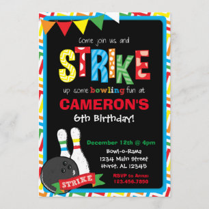 Invitation d'anniversaire de bowling, tableau de b