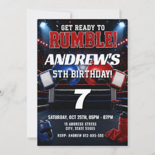 Invitation d'anniversaire de boxe personnalisée