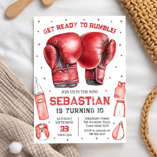 Invitation d'anniversaire de boxe Prêt à en découd
