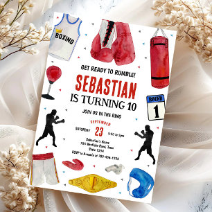 Invitation d'anniversaire de boxe Prêt à se bagarr