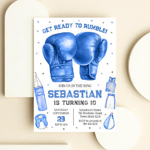 Invitation d'anniversaire de boxe Prêt à se bagarr