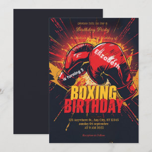invitation d'anniversaire de boxe sportive