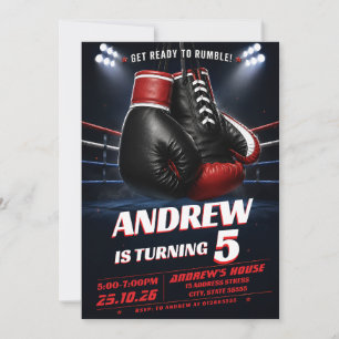 Invitation d'anniversaire de boxe sportive personn