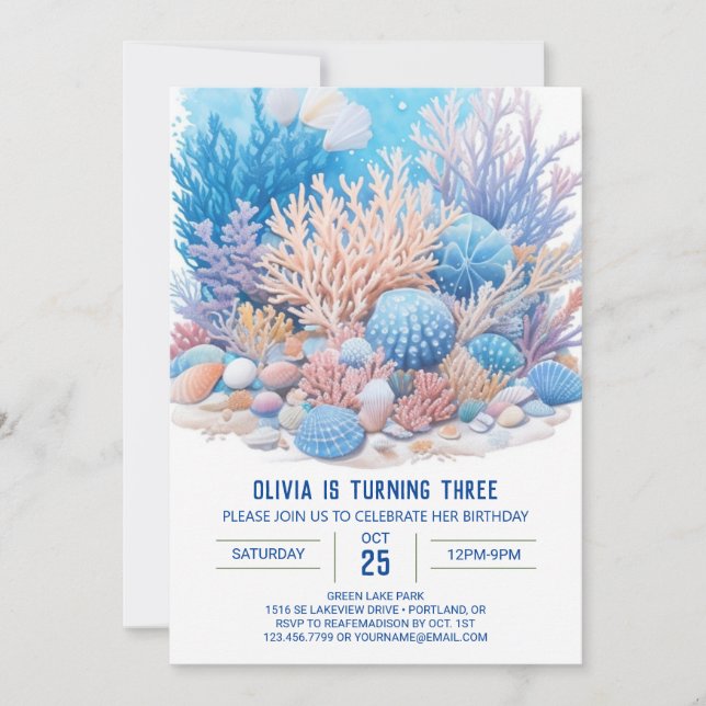 Invitation d'anniversaire de Boy's Under the Sea B (Devant)