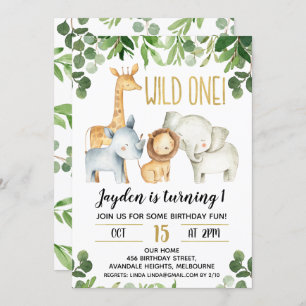 Invitation d'anniversaire de Boys Wild One Foliage