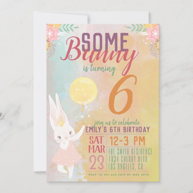Invitation D'Anniversaire De Bunny (Devant)