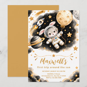 Invitation d'anniversaire de Bunny Astronaute en O