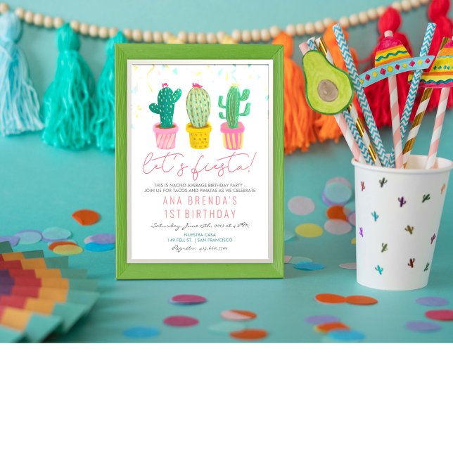 Invitation d'anniversaire de cactus de fête pour t (Créateur téléchargé)