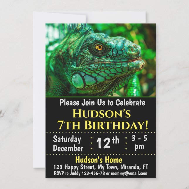 Invitation d'anniversaire de caméléon (Devant)