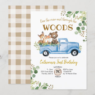 Invitation d'anniversaire de camion de bois