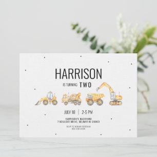 Invitation d'anniversaire de camion de constructio