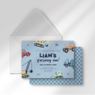 Invitation d'anniversaire de camion de constructio