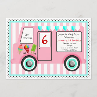Invitation d'anniversaire de camion de crème