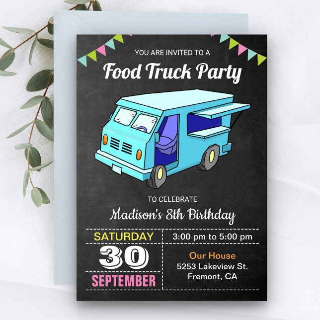 Invitation d'anniversaire de camion de nourriture  (Créateur téléchargé)