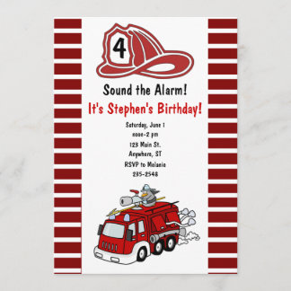 Invitation d'anniversaire de camion de pompiers