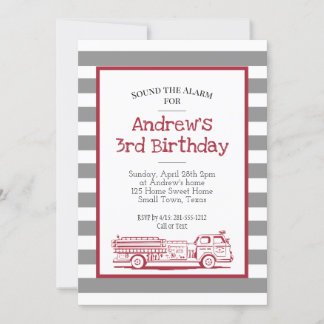 Invitation d'anniversaire de camion de pompiers ro