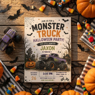 Invitation d'anniversaire de camion monstre mignon