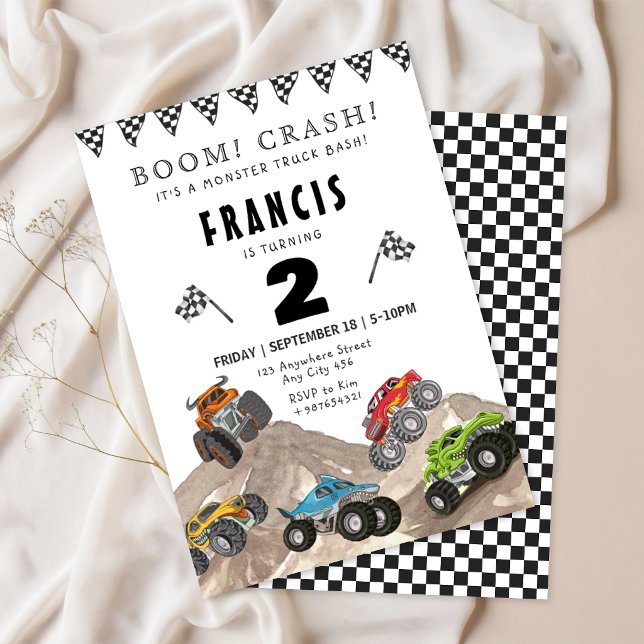 Invitation d'anniversaire de camion monstre Thème  (Créateur téléchargé)