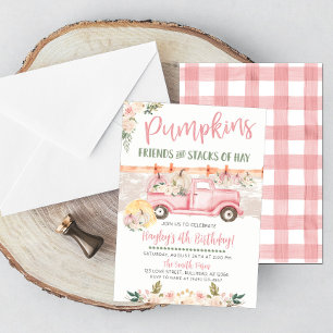 Invitation d'anniversaire de camion rose vintage a