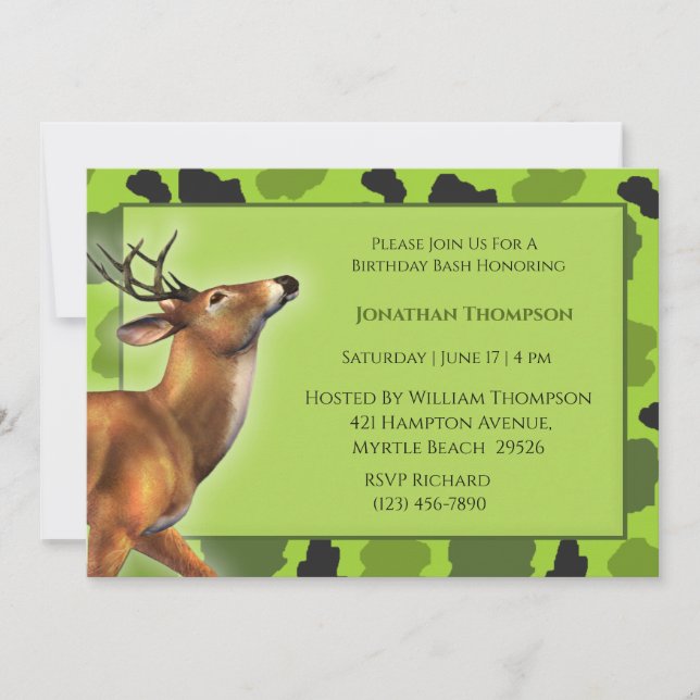 Invitation d'anniversaire de Camo Deer (Devant)